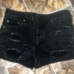 Forever 21 distressed black denim shorts